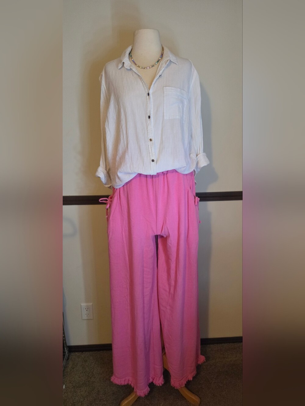 Bright Pink Wide-Leg Lounge Pants